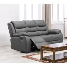 chicago leather sofa grey recliner 3 seater