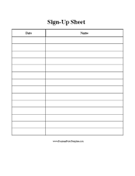 A Printable Sign Up Sheet With Room For Dates And Names Free To