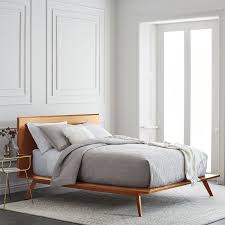 mid century platform bed king walnut at west elm canada