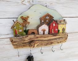 wall key holder driftwood house cottage