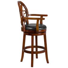We believe in helping you find the product that is right for you. 30 High Brandy Wood Barstool With Arms Carved Back And Black Leather Swivel Seat Restaurant Furniture Org