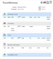 Business Travel Itinerary Template D Relevant Others Brilliant