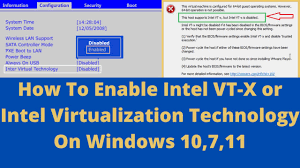 how to enable intel vt x or intel