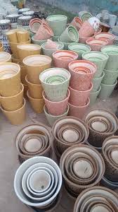 round ceramic planter for decoration