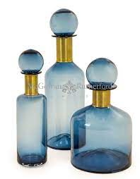 Large Blue Glass Apothecary Bottle With