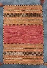 embroidered brown jute hand woven rug
