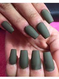 24pcs fake coffin nails for women green