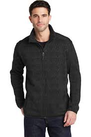 Port Authority Sweater Fleece Jacket F232 Black Heather