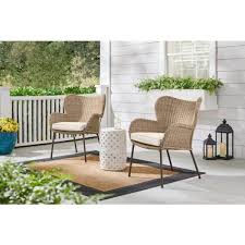 Hampton Bay Melrose Park Closed Wicker Outdoor Lounge Chair With Cushionguard Almond Biscotti Cushion 2 Pack