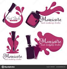 manicure and makeup studio logo set