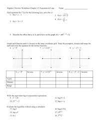 Algebra 2 Review Worksheet Chapter 12