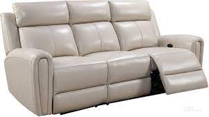 Leather Italia Jonathan Cream Leather Power Reclining Sofa