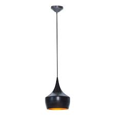Globe Electric Modern Collection 1 Light Oil Rubbed Bronze Ceiling Hanging Light Fixture With Gold Interior 63871 The Home Depot