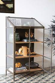 Antique Brass Glass Display Cabinet