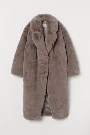 Faux Fur Coat Grey H M Cn