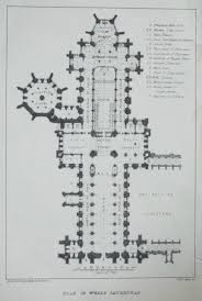 antique print plan of wells cathedral