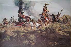 Attacking the Iron Horse | Western artwork, American indian wars, Western  art