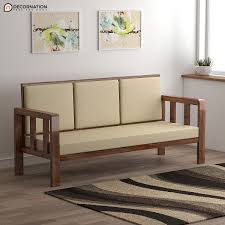 rijeka wooden 3 seater sofa brown