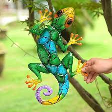 Metal Gecko Garden Art Sculpture Anti