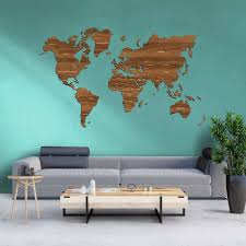 Wooden World Map With Country Name