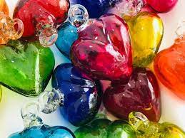 10 Beautiful Blown Glass Hearts Glass