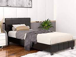Get 5% in rewards with club o! Amazon Com Mecor Twin Size Bed Frame Black Faux Leather Upholstered Platform Bed With Headboard No Box Spring Needed For Children Teens Adults Black Twin Furniture Decor