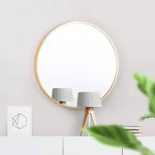 Farmhouse 20 In W X 23 In H Small Round Metal Framed Wall Bathroom Vanity Mirror In Gold