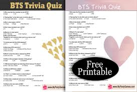 Picture quizzes table quizzes printable quizzes. Free Printable Bts Trivia Quiz With Answer Key