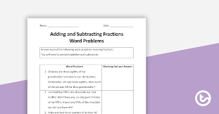 Printable worksheets on adding fractions. Adding And Subtracting Fractions Worksheets Teaching Resource Teach Starter
