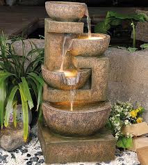 Four Granite Copper Bowls Fountain