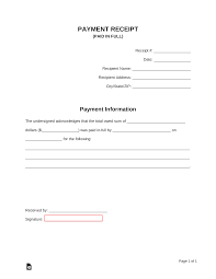 paid in full receipt template pdf
