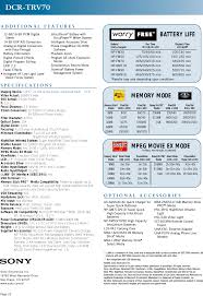 Sony Dcr Trv70 Son 904 9 Mini Dv Prod Chart User Manual