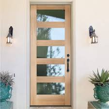 Krosswood Doors 36 In X 80 In Modern Hemlock Left Hand Inswing 5 Lite Clear Glass Black Stain Wood Prehung Front Door