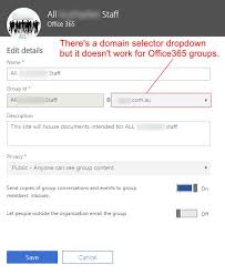 change the domain of an office 365 group