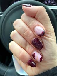 burgundy dark red nails design with