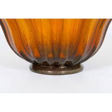Italian Murano Glass Bowl In Amber And