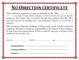 No Objection Certificate Format For Property Free Word
