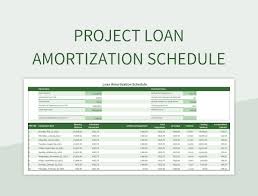 project loan amortization schedule