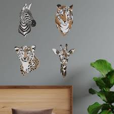 Animal Heads Wall Sticker Pack Jungle