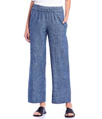 Eileen Fisher Hemp Organic Cotton Chambray Straight Pant Dillards