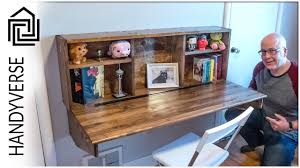 Desk bookshelf combo bookcase desk bookshelf organization built in bookcase bookshelves billy bookcases organization ideas furniture makeover houses. Save Space Build This Wall Mounted Fold Down Desk Ep 025 Youtube