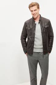 Cortefiel Leather Jacket Brown In 2019 Jackets Leather