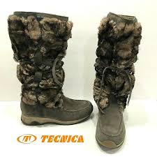 Tecnica Brown Rabbit Fur Ski Tall Wrap Suede Made In Italy 9 5 Boots Booties Size Eu 39 5 Approx Us 9 5 Regular M B