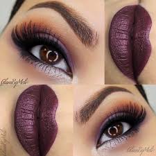 purple smokey eyes with deep plum lips