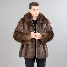 Real Raccoon Fur Coat Men S In Brown