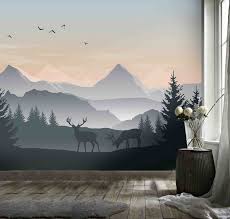 3d Black Mountain Deer Shadow Wallpaper