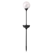 Hampton Bay Solar Black Integrated Led Stake Light With Crackled Glass Globe Hd28582bk The Home Depot