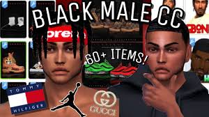 60 items black male cc folder hair