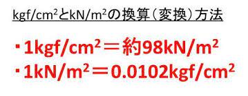 kg cm2とkn m2の変換 換算 方法は kgf