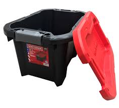 black heavy duty tote with latching lid